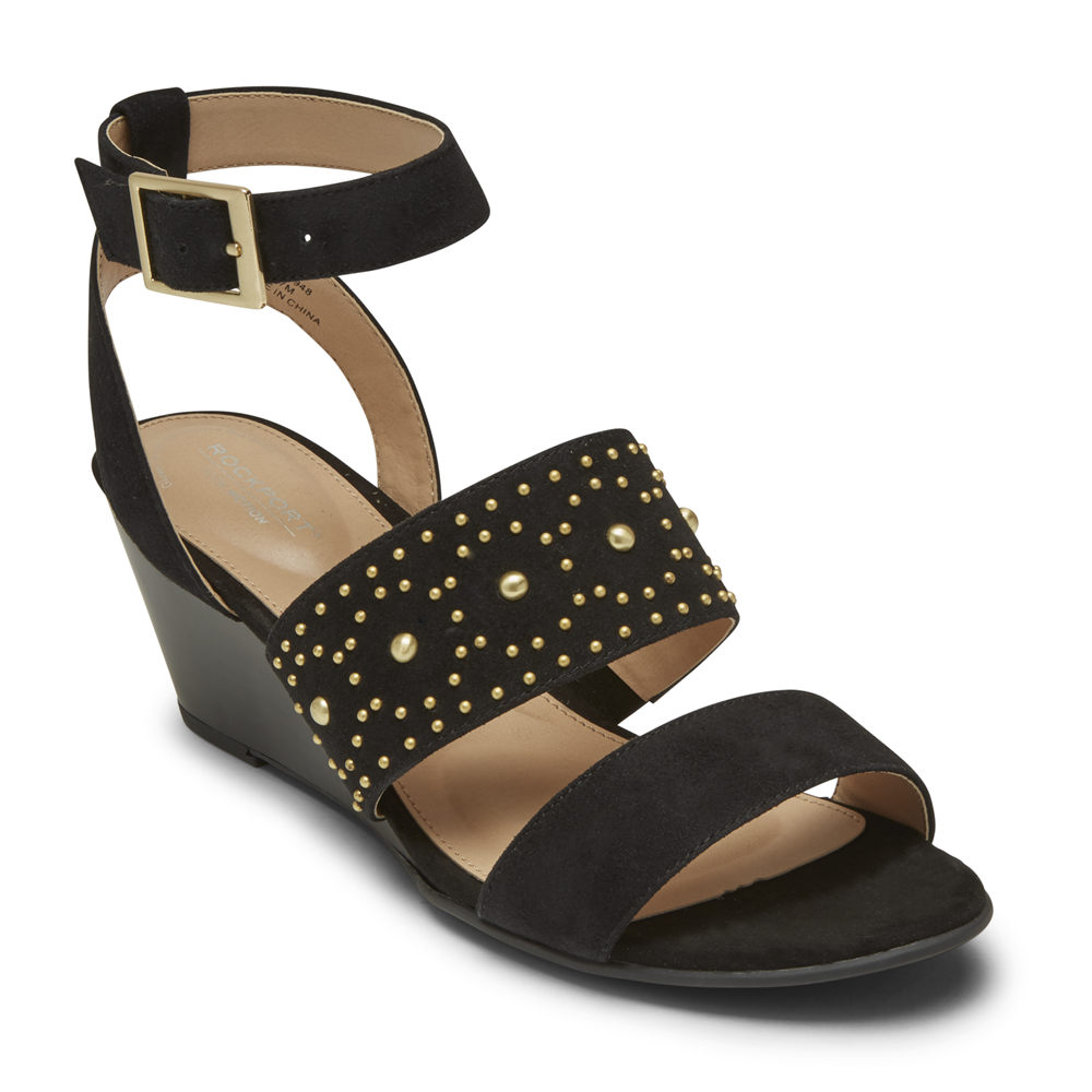 Rockport Womens Total Motion Taylor Studded - Sandals Black - PZG294863